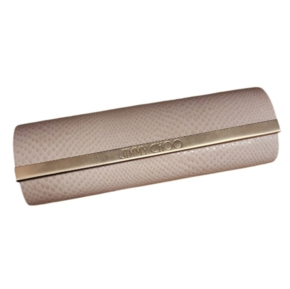 JIMMY CHOO Sunglasses Hard Case  Taupe Embossed Snakeskin with Gold Logo - Picture 7 of 13